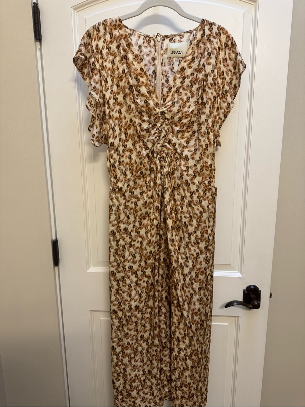 Isabel Marant Lyndsay Ochre Silk Floral Jacquard Midi Dress FR 42 US 10 - Picture 7 of 7
